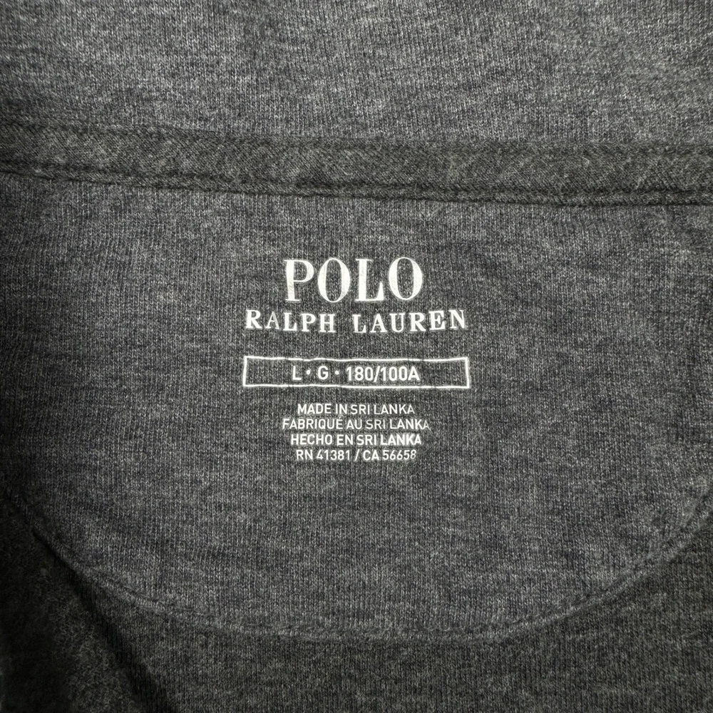 Polo Ralph Lauren Mens Large Charcoal Gray Quarter Zip Pullover Sweatshirt Pony
